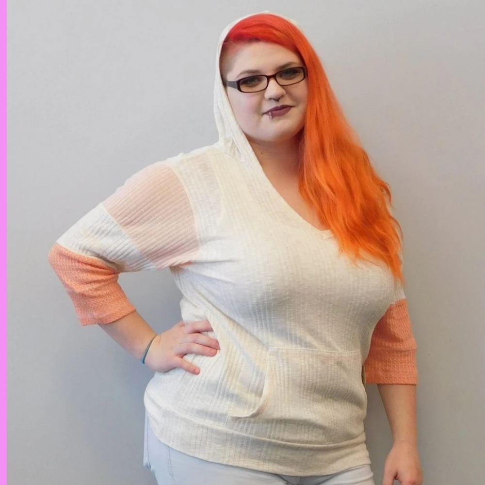 Ivory and Pink Hoodie